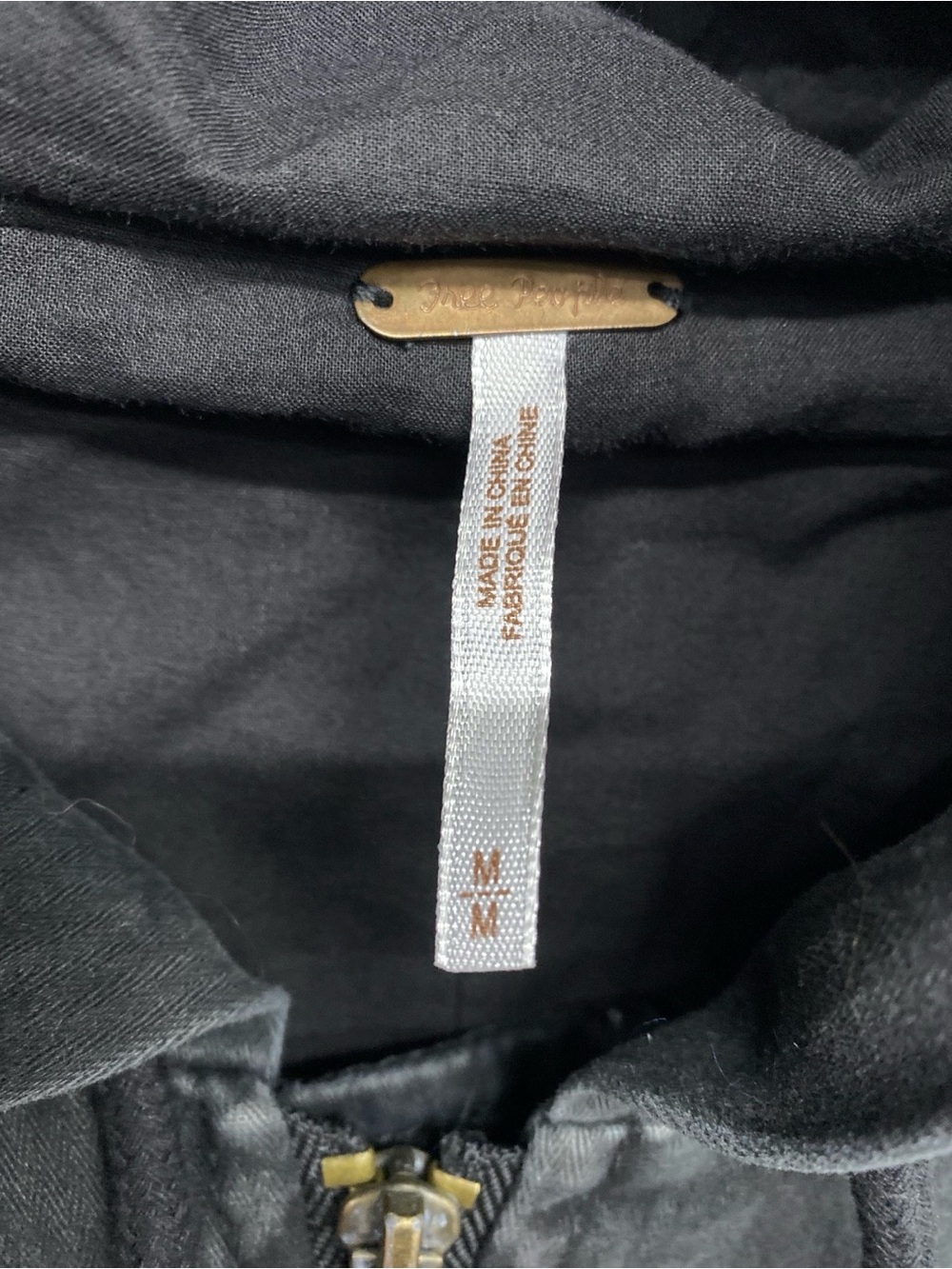 Free people Black Hooded Zip-Front Jacket with Embroidered Sleeve Detail - Picture 3 of 3